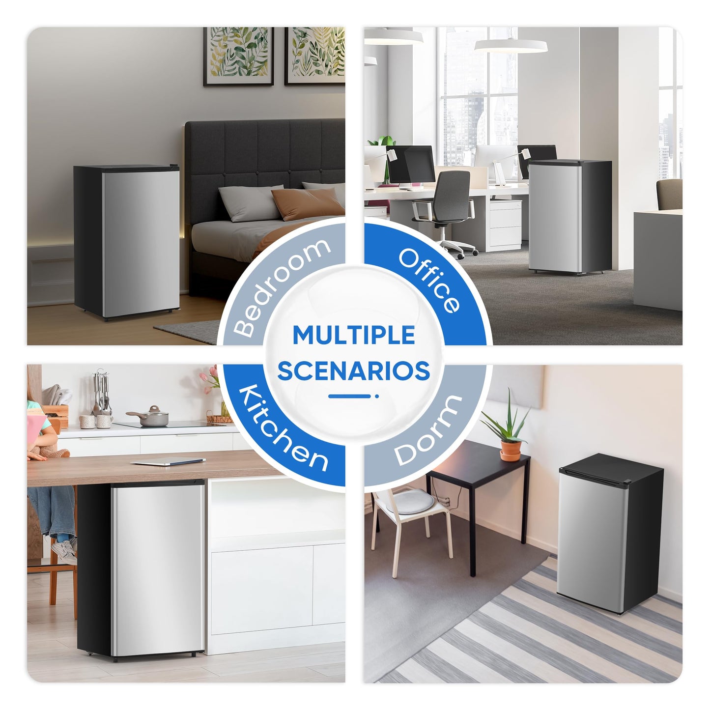 NEWBULIG Mini Fridge with Freezer - 3.2 Cu.Ft Compact Refrigerator