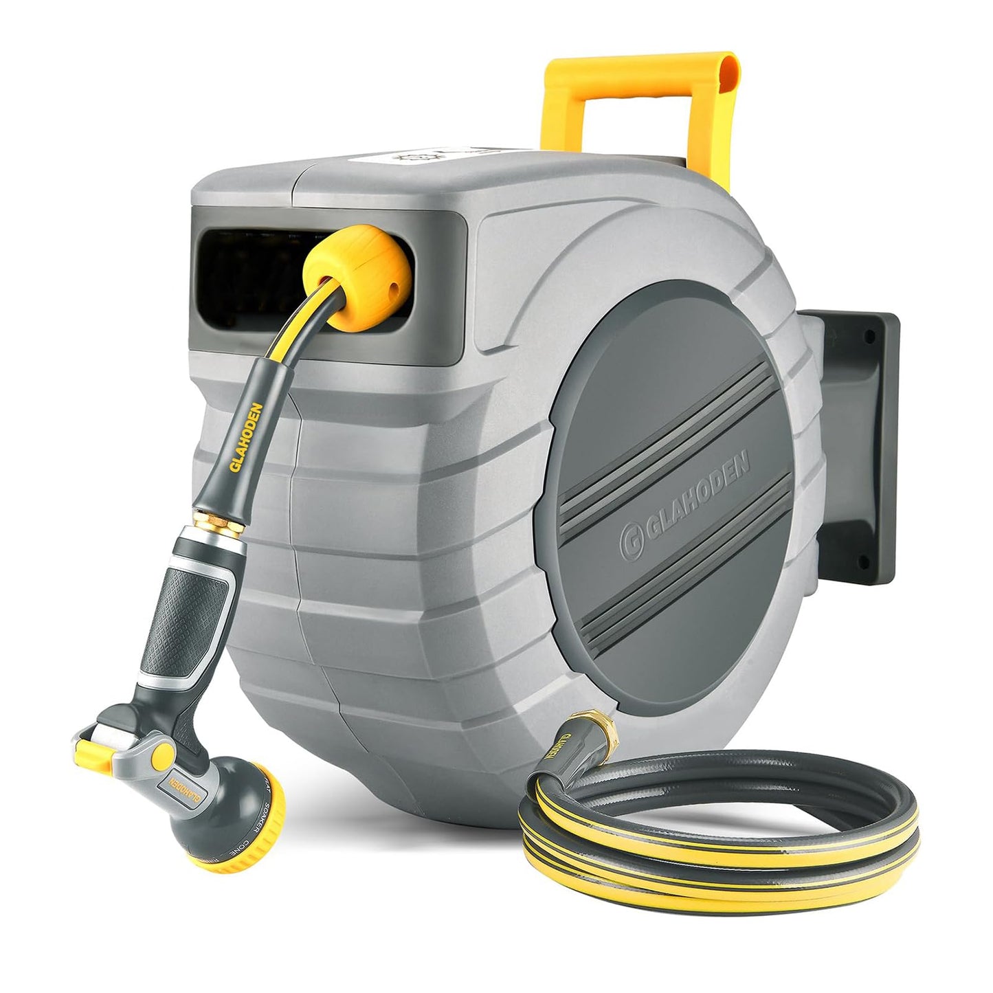 GLAHODEN Retractable Garden Hose Reel 100ft Heavy Duty