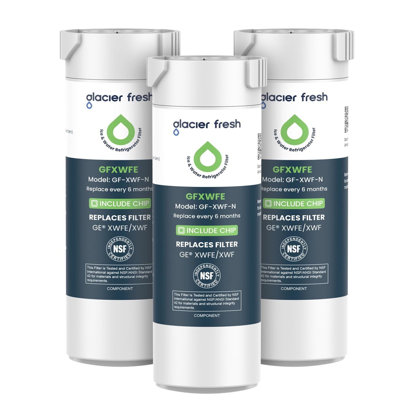 GLACIER FRESH Water Filter Compatible with GE XWFE - Pack of 3
