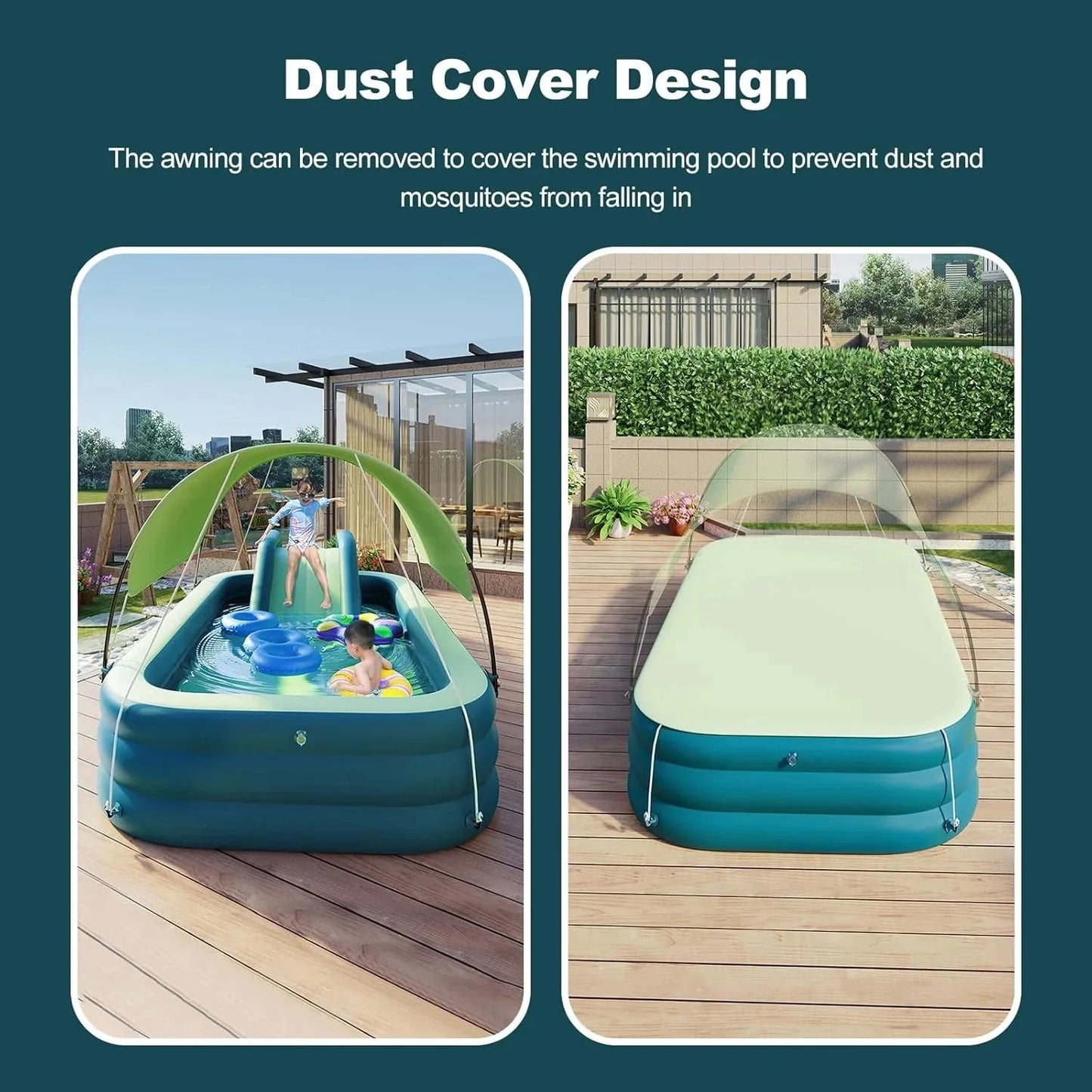 Ergocar Inflatable Swimming Pool with Water Slide, Inflatable Slide Water Pool with Awning, Inflatable Mega Bouncy Castle Water Park, Swim Centre Pools for Backyard, Garden, Summer Water Party
