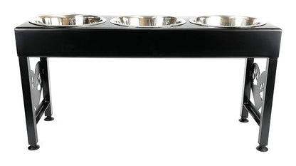 Pet Feeding Station Triple 3-Quart Metal Dog Bowl 16" Tall