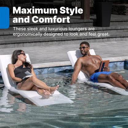 Pool Lounger, Fade-Resistant, Waterproof Patio Furniture, Pool Lounge Chair for Sun Shelf, Use in Pools with Shelves Up to 9-Inches Deep or Outside Pool Deck, Weighted, White