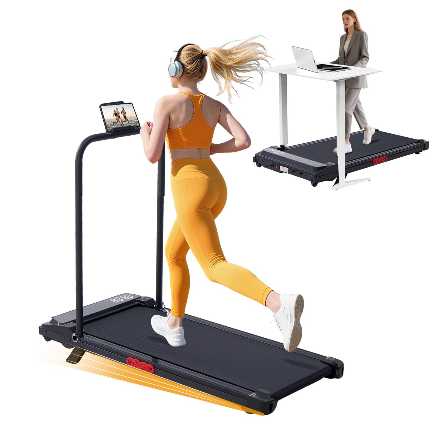 KASSADIN Walking Pad with Handle Bar - Portable Treadmill