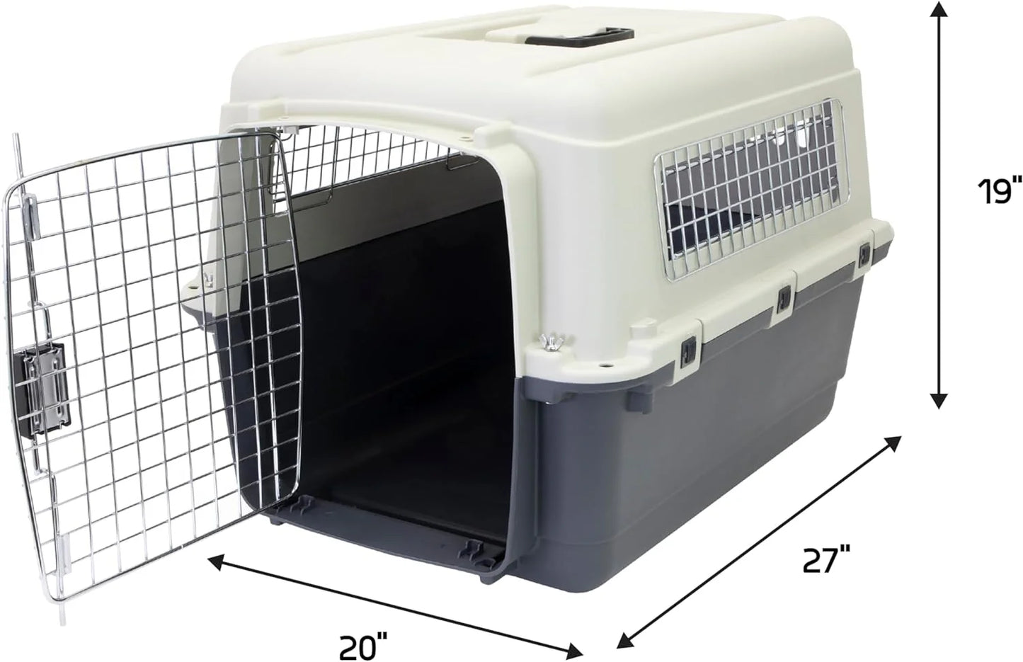 Designs Plastic Kennels Rolling Plastic Airline Approved Wire Door Travel Dog Crate, XXX-Large, Gray