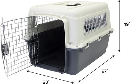 Designs Plastic Kennels Rolling Plastic Airline Approved Wire Door Travel Dog Crate, XXX-Large, Gray