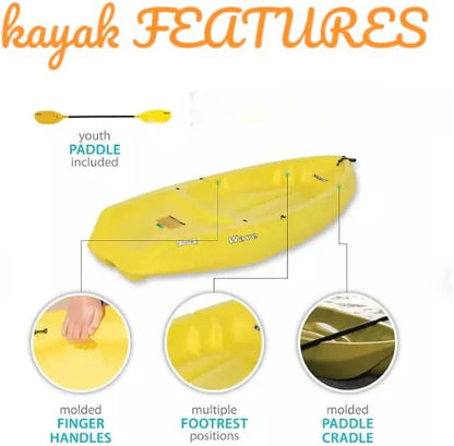 The Wave 6' Youth Kayak with Paddle. Designed for Stability and Safety, It's The Perfect Choice for Young Paddlers Ready to Conquer The Water