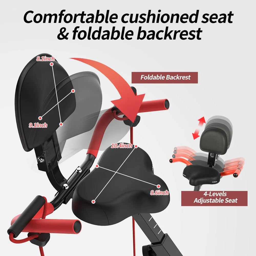 Pooboo 3 In 1 Foldable Exercise Bike Indoor Cycling Bike Workout 300Lb
