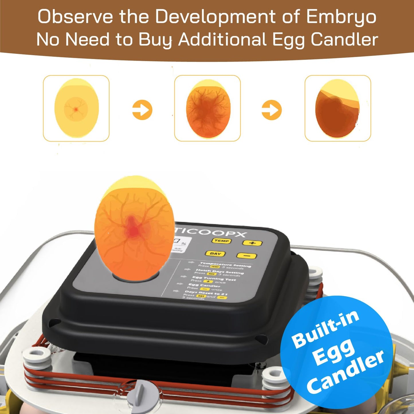 MATICOOPX MATICOOPX 30 Egg Incubator with Humidity Display