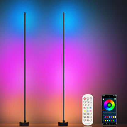 MIORTIOR LED Corner Floor Lamp – 2 Pack Smart RGB Lighting