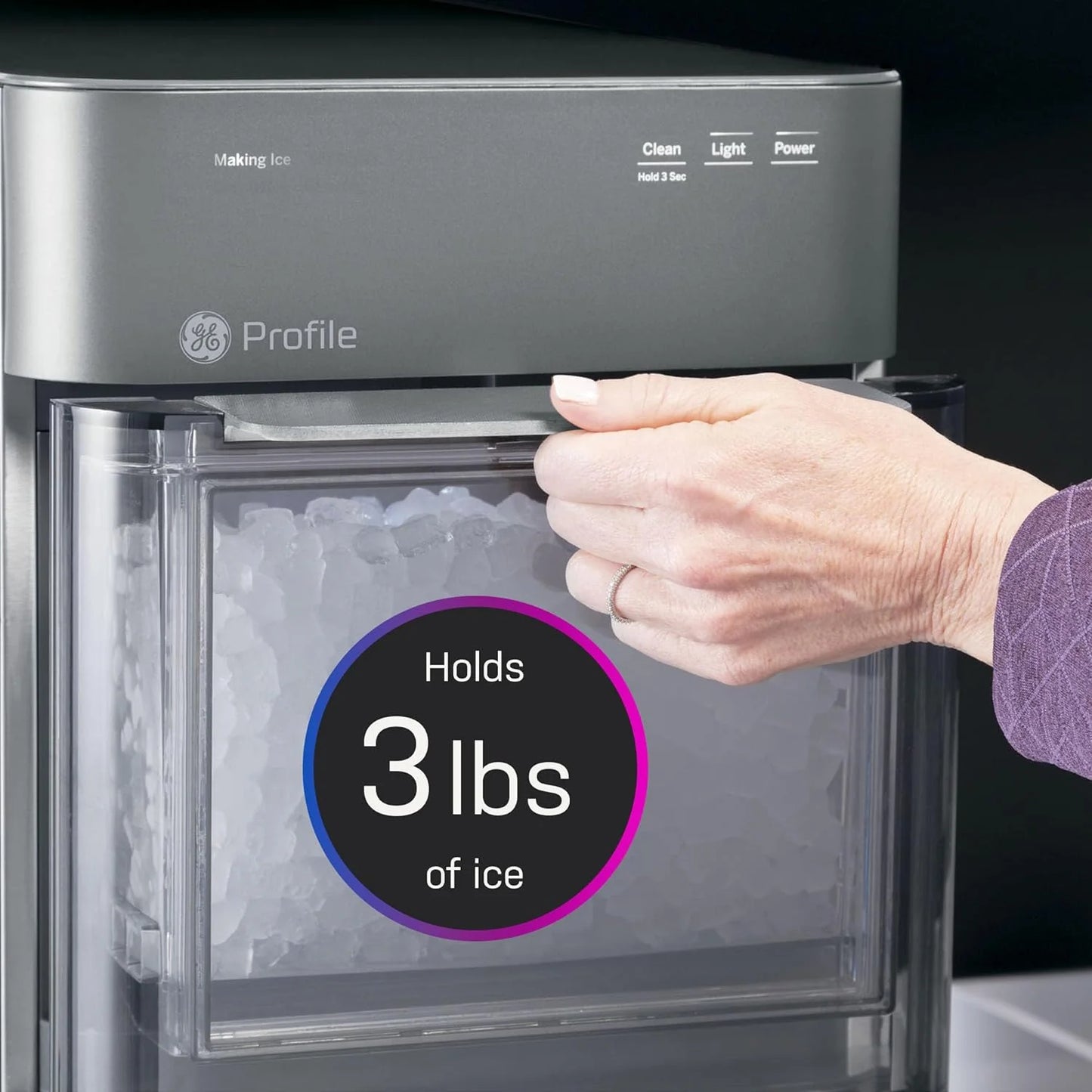 Countertop Nugget Ice Maker with Side Tank | Ice Machine with WiFi Connectivity | Smart Home Kitchen Essentials | Stainless Steel