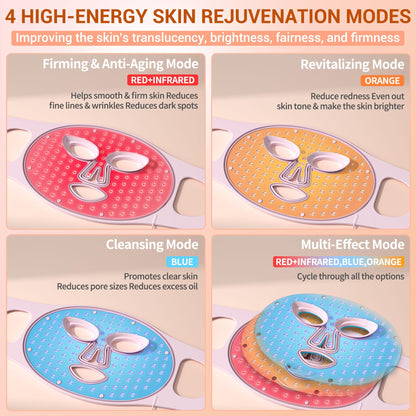 NVBOTY Red Light Therapy Mask – 4 Modes, 400 LEDs, Rechargeable