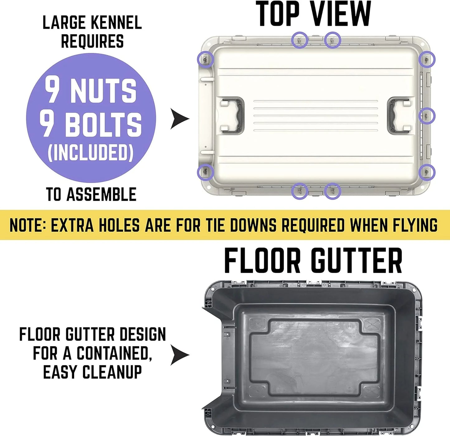 Designs Plastic Kennels Rolling Plastic Airline Approved Wire Door Travel Dog Crate, XXX-Large, Gray