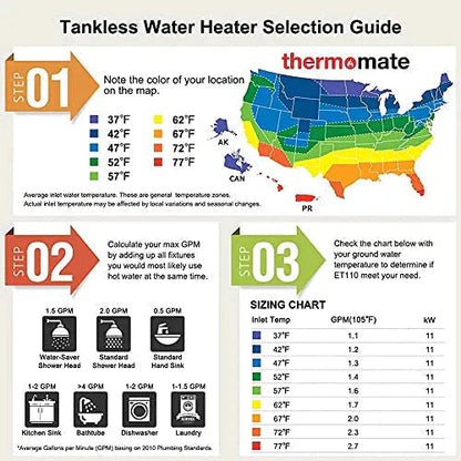 thermomate Electric Tankless Water Heater, 11kW at 240 Volt, On Demand Instant Hot Water Heater