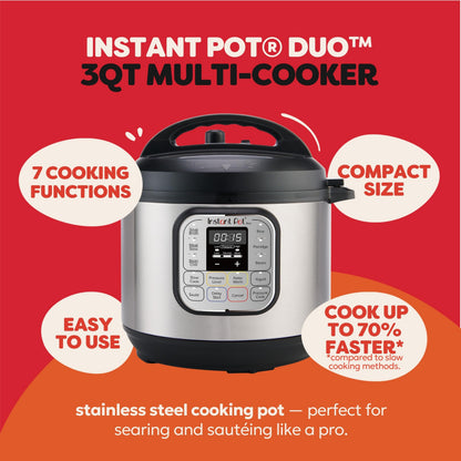 INSTANT POT Duo 7-in-1 Mini Electric Pressure Cooker, 3 Quart