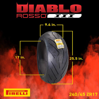 Pirelli Diablo Rosso III 120/70ZR17 Front & 240/45 ZR17 Rear Tire with Keychain