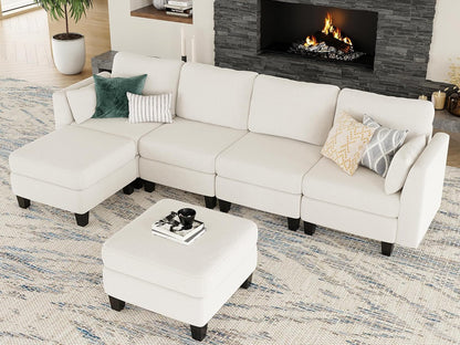 Modular Sectional Sofa, Convertible U Shaped Sofa Couch with High Density Memory Foam, 6 Seat Comfy Modular Sofa Couch for Living Room, Modern U Shaped Sectional Sofa, Dimgrey