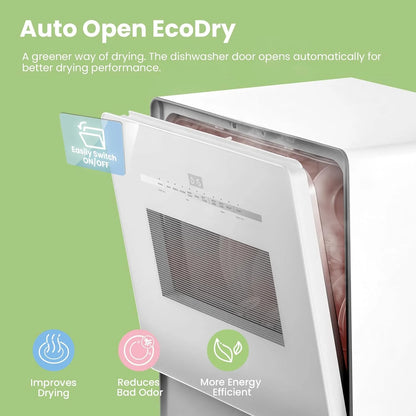 COMFEE' Portable Dishwasher Countertop with 5L Built-in Water Tank, No Hookup Needed, 6 Programs, 360° Dual Spray, 192℉ High-Temp& Air-Dry Function, Mini Dishwasher for RVs, White