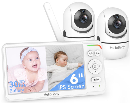 HELLOBABY Baby Monitor with 2 Cameras & 6" Split Screen