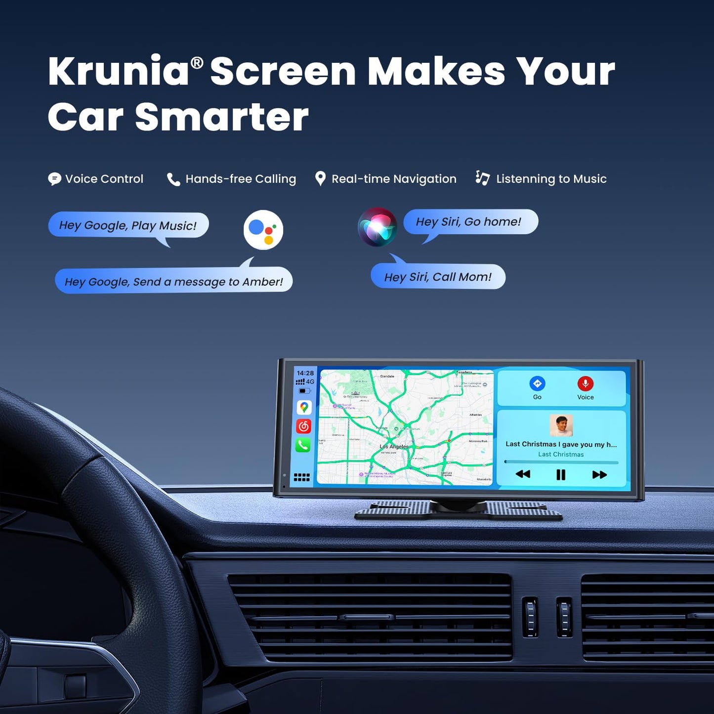 KRUNIA 9.26" Wireless CarPlay Screen with Bluetooth & GPS