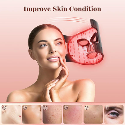 INTEO Red Light Therapy Face Mask - 3 Modes, Portable LED