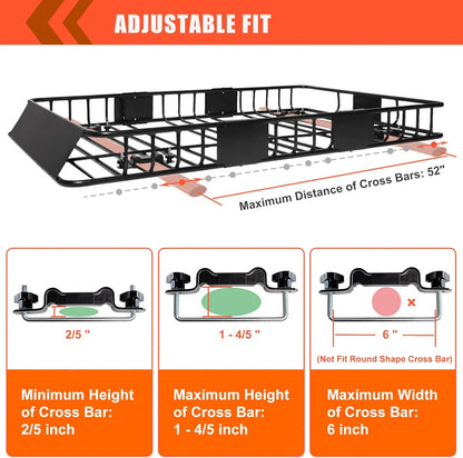 Folding hitch mounted cargo basket 60" With hook stabilizer, net and straps