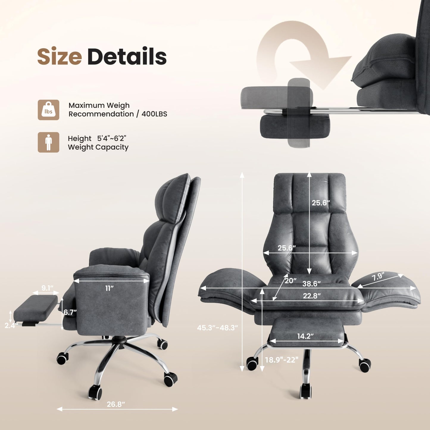 HOMRELEXA Big and Tall Executive Ergonomic Office Chair