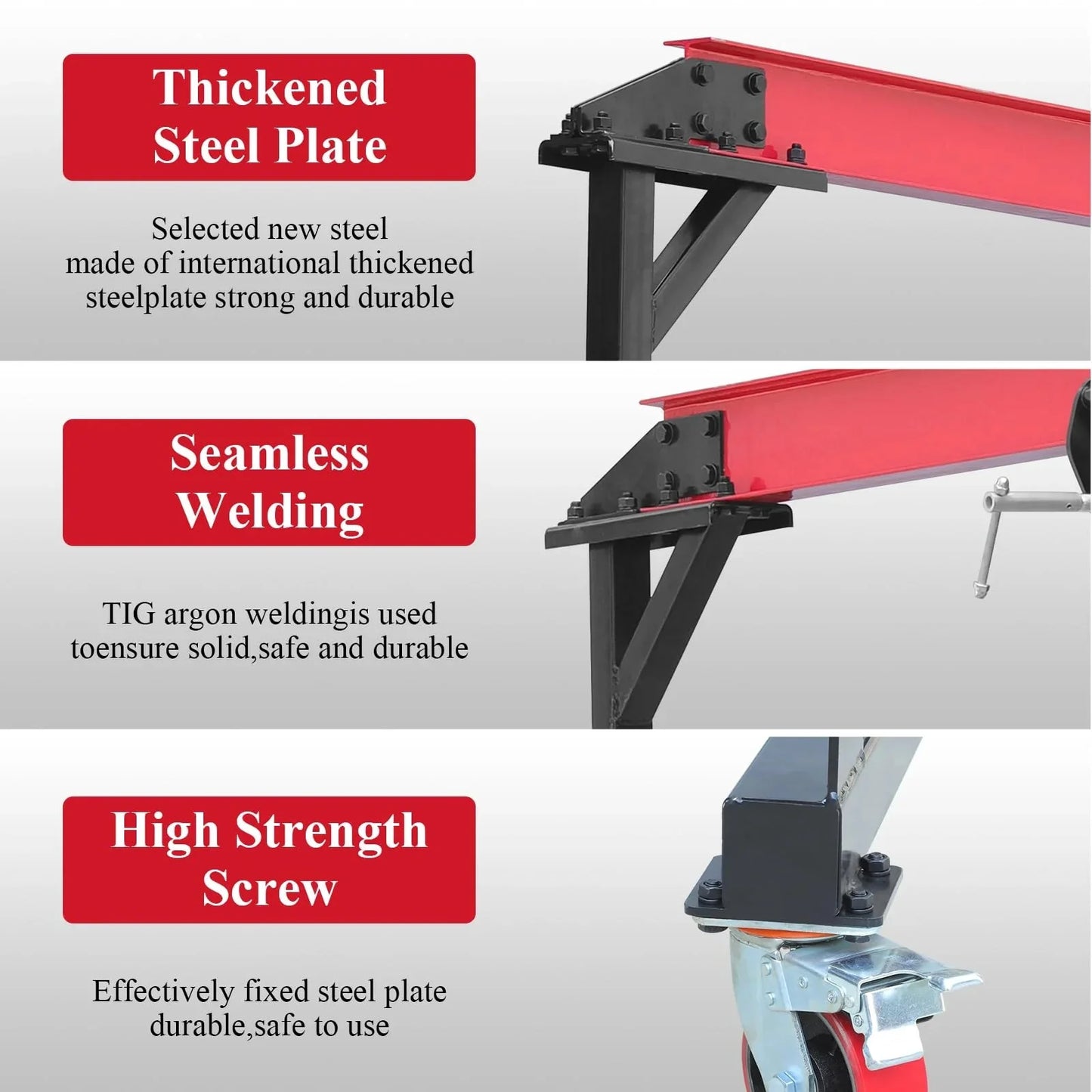 Garvee 1 Ton Adjustable Gantry Crane, 2200 lbs Capacity, Height Adjustable 96.5"-143.7", Portable Hoist for Factory, Construction, Warehouse, Auto Repair