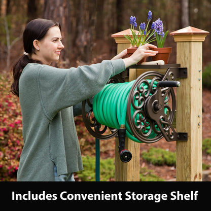 LIBERTY GARDEN 708 Steel Decorative Wall-Mount Hose Reel - Bronze