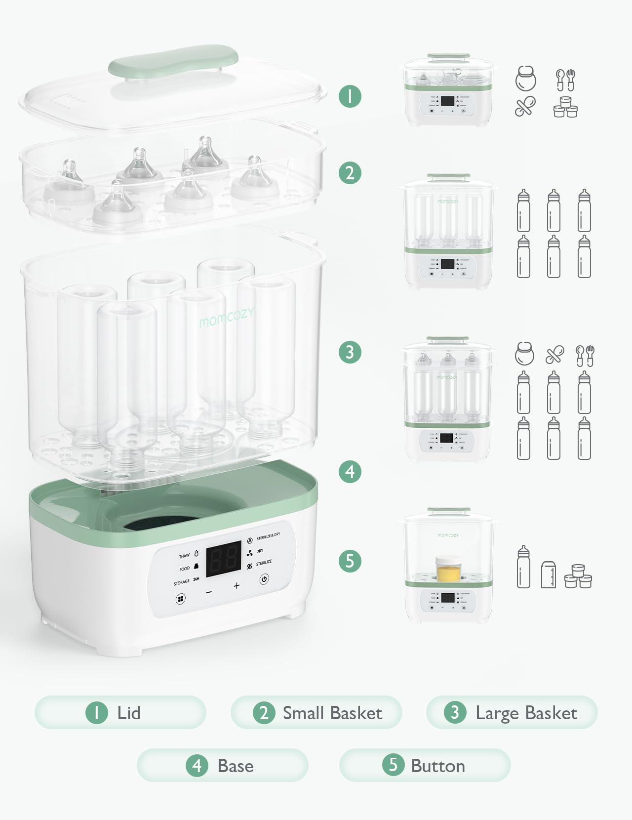 MOMCOZY Electric Steam Baby Bottle Sterilizer & Dryer