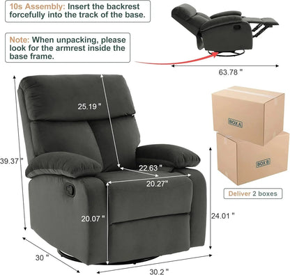 Small Swivel Rocker Recliner Chair for Compact Spaces
