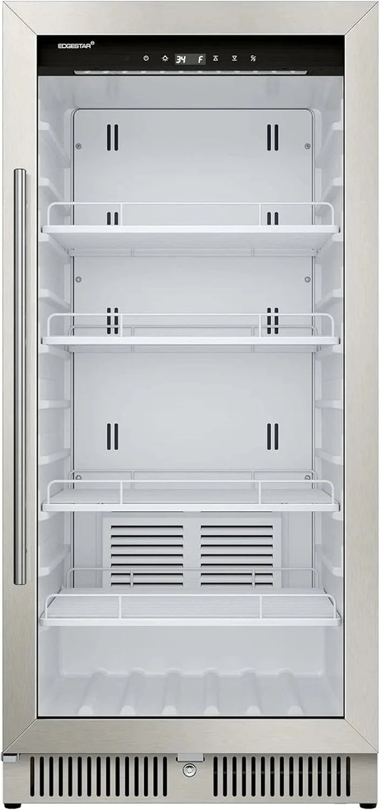 EdgeStar VBM101 22" Wide 10.1 Cu. Ft. Commercial Beverage Merchandiser – Stainless Steel, Temp Alarm, Reversible Door