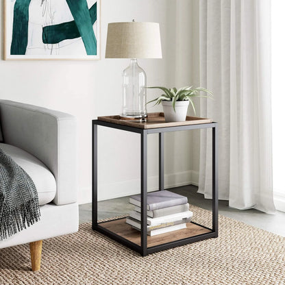 Nathan James Sonia Coffee Table with Storage Shelf, Light Wood/Rattan