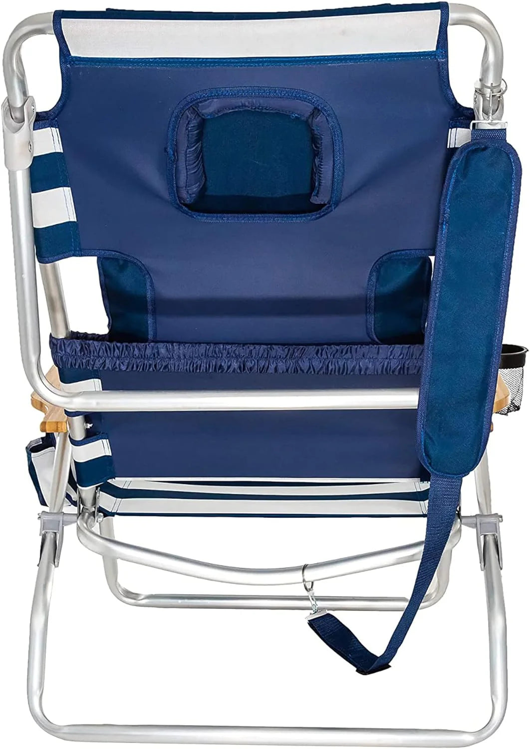 Deluxe 3 in 1 Beach Chair with Face Opening - Portable, Reclining Lounger for Tanning - Face Hole for Reading on Stomach - Padded Footrest, Removable Pillow - Aluminum