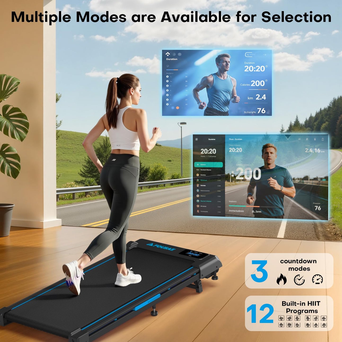 FOUSAE Walking Pad Treadmill for Home, 6.2MPH, 350LBS Capacity