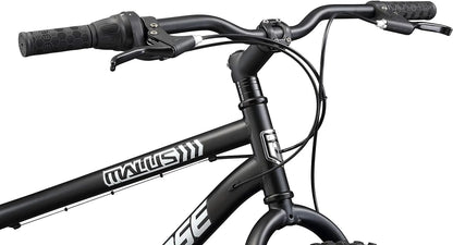 Mongoose Malus Mens and Women Fat Tire Mountain Bike, 26-Inch Bicycle Wheels, 4-Inch Wide Knobby Tires, Steel Frame, 7 Speed Drivetrain, Shimano Rear Derailleur, Disc Brakes