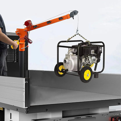 Pismire Winch Versatile 0.5T Folding Truck-Mounted Bed Crane Hoist Lift Pickup with Electric Winch 3500 lb 12V, Painted Steel 1100 lb Pickup 360 Swivel Base