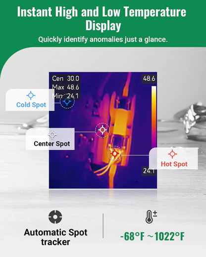 Thermal Camera, Super Resolution 240 x 240, Thermal Imaging Camera with Laser Pointer, 96 x 96 IR Resolution, 25 HZ Infrared Camera,-4°F to 1022°F, 50°FOV, 8h Battery Life Thermal Imager