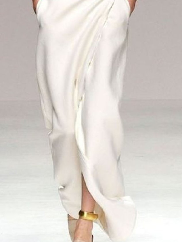 Half Sleeve Solid Vintage Dress