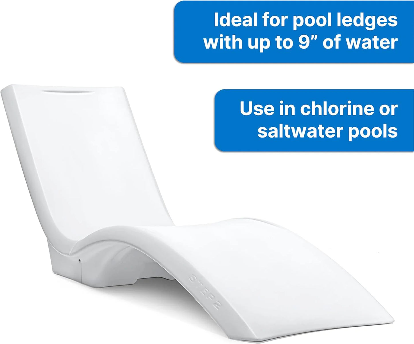 Pool Lounger, Fade-Resistant, Waterproof Patio Furniture, Pool Lounge Chair for Sun Shelf, Use in Pools with Shelves Up to 9-Inches Deep or Outside Pool Deck, Weighted, White