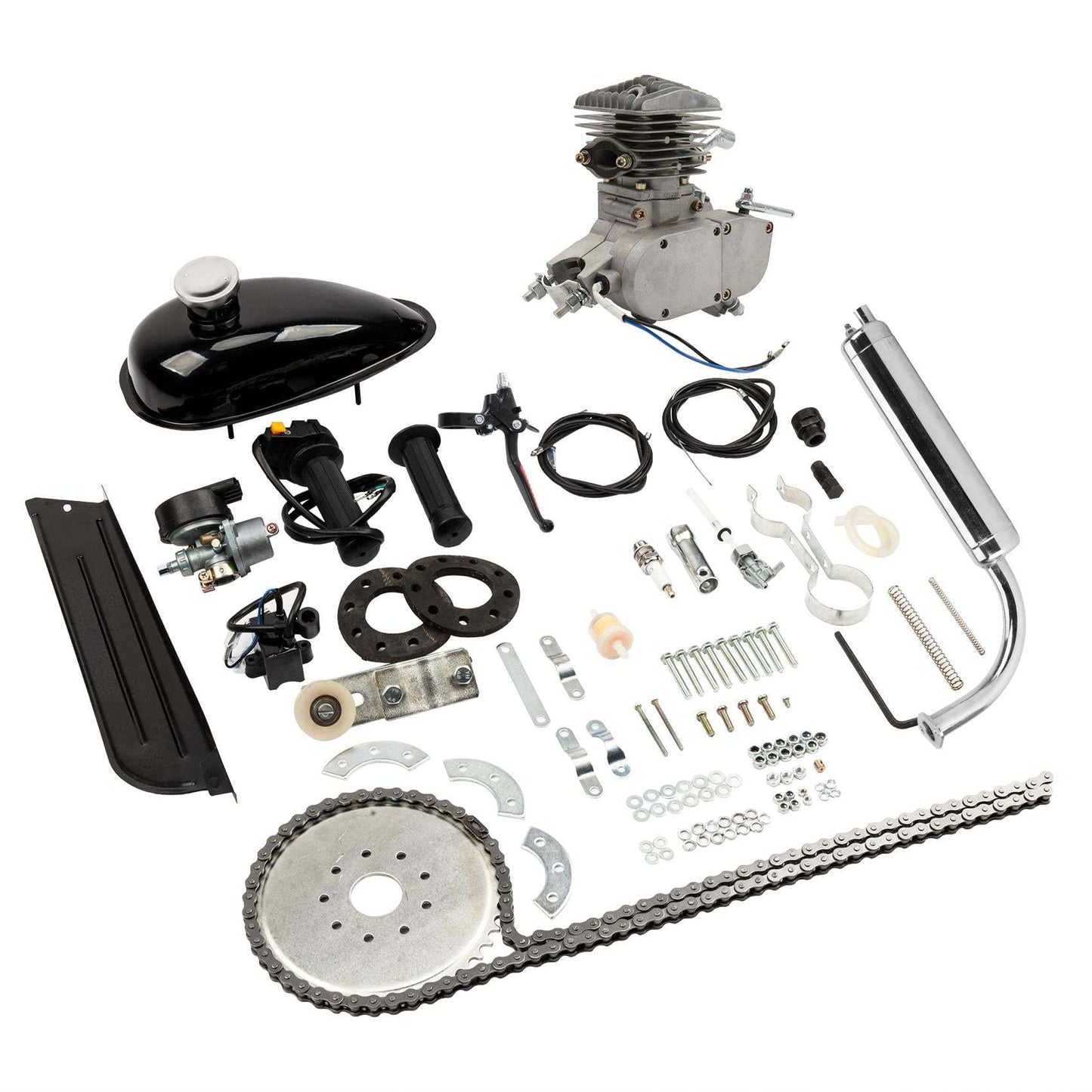 Zimtown 80cc 2 Stroke Engine Bike Motor Kit for 26′′ Bicycles, Silver White