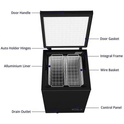 Northair Chest Freezer C 3.5 Cu Ft with 2 Removable Baskets C Reach In Freezer Chest C Quiet Compact Freezer C 7 Temperature Settings C Black