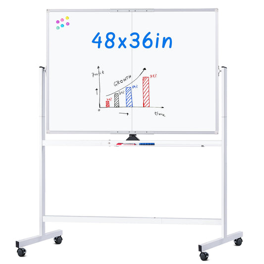 MAXTEK Rolling Whiteboard 48x36 Double-Sided Magnetic Board