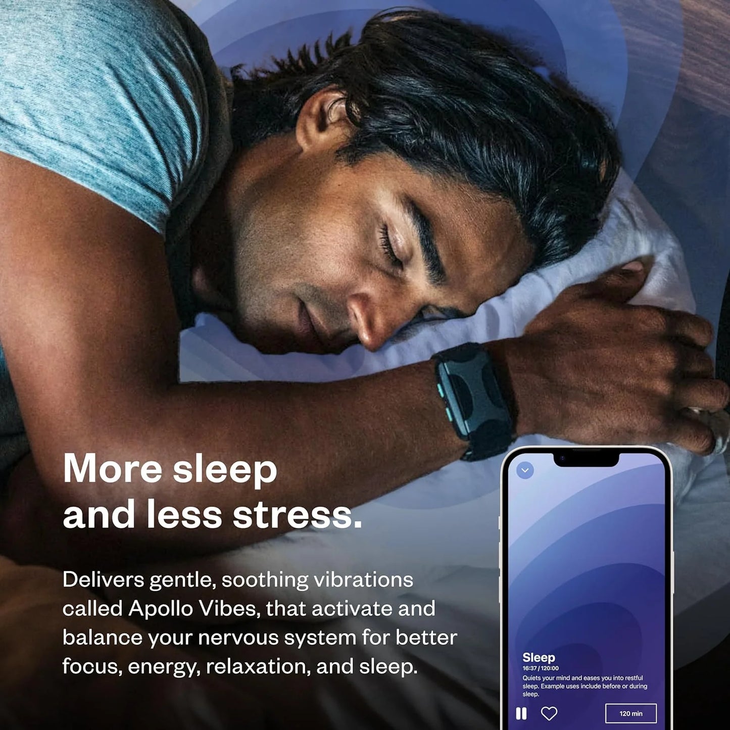 Wearable Wellness - Stress Relief and Natural Sleep Aid - Improve HRV - Vagus Nerve Stimulator - Reset Vibration Band - Improve Sleep, Focus, Relaxation, Recovery, Health and Performance | Invisible