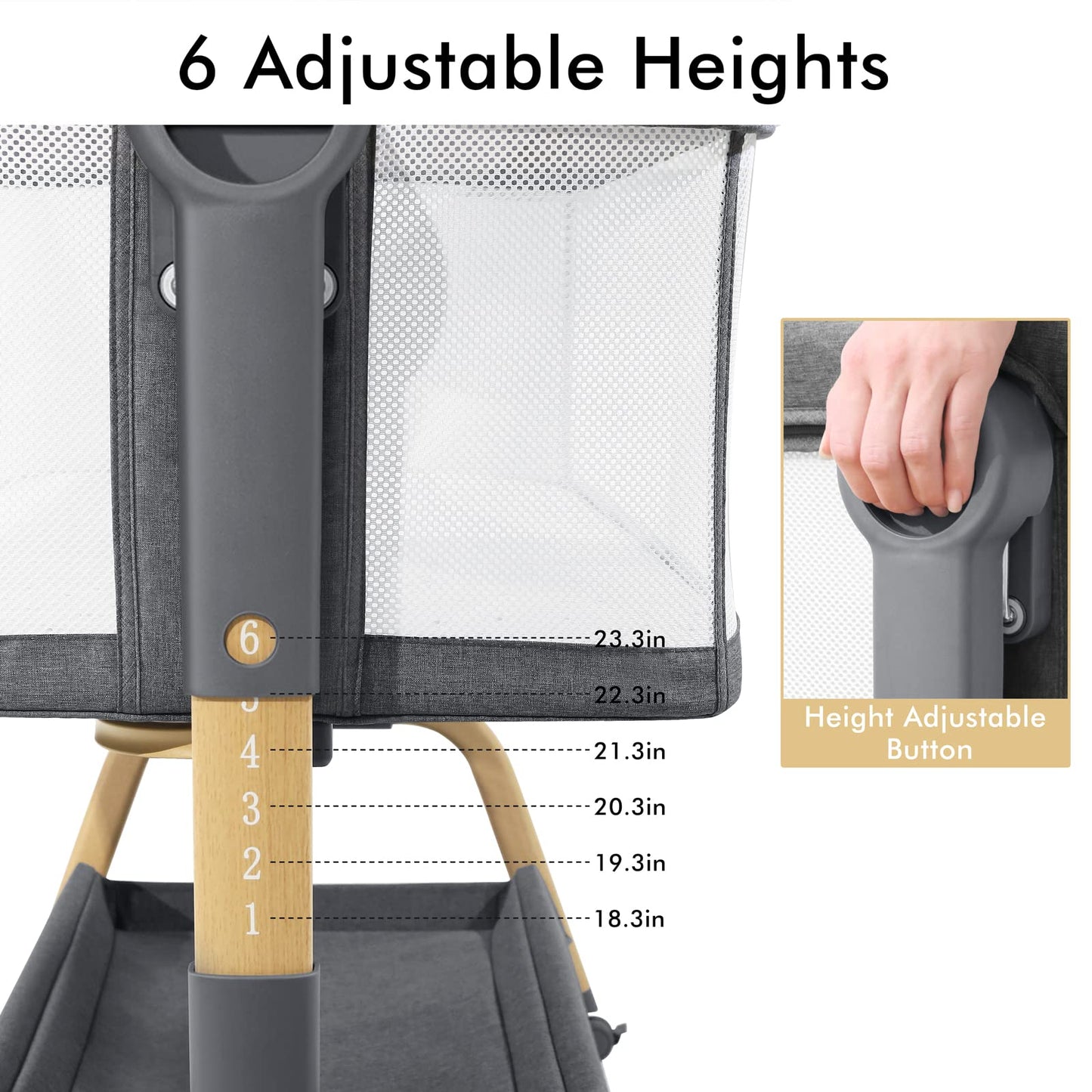 JIMGLO 3 in 1 Baby Bassinet - Bedside & Rocking Crib