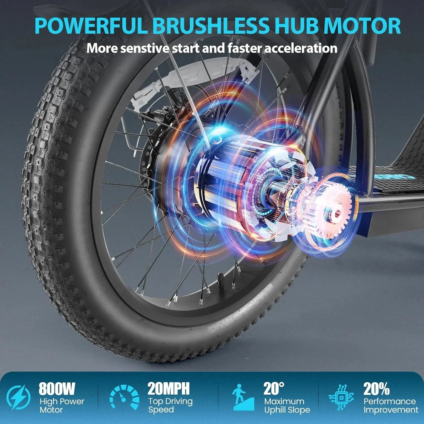 Caroma Peak 800W Foldable Adult Electric Scooter with 20-inch Wide Tires, 48V Battery, Basket, and Adjustable Seat