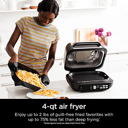 Ninja IG651 Foodi Smart XL Pro 7 in 1 Indoor Grill/Griddle Combo, use Opened or Closed, Air Fry, Dehydrate & More, Pro Power Grate, Flat Top, Crisper, Smart Thermometer, Black: Home & Kitchen