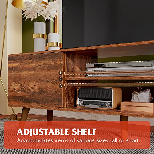 WLIVE TV Stand for 55 60 inch TV, Mid Century Modern TV Console, Entertainment Center