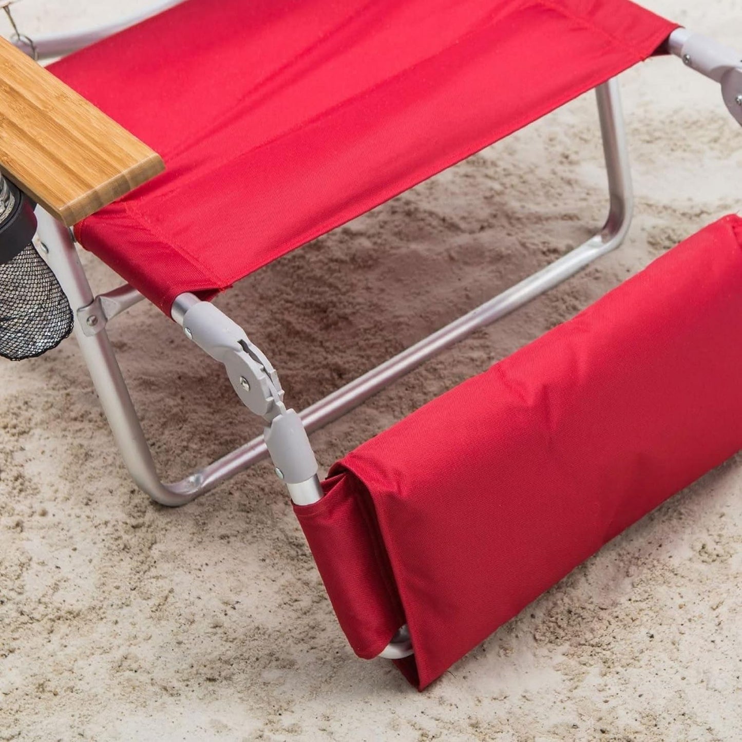 Deluxe 3 in 1 Beach Chair with Face Opening - Portable, Reclining Lounger for Tanning - Face Hole for Reading on Stomach - Padded Footrest, Removable Pillow - Aluminum