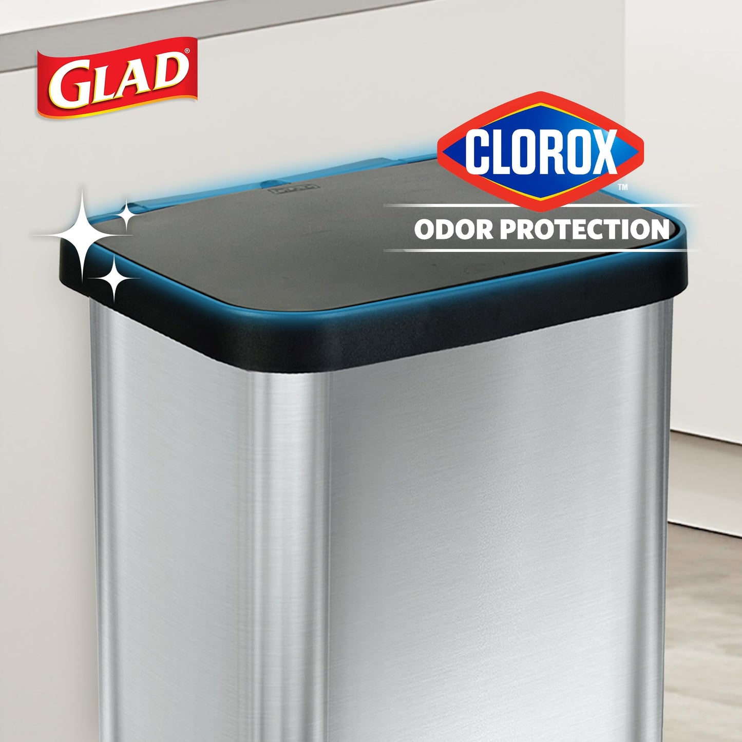 GLAD Stainless Steel 20 Gallon Step Trash Can with Odor Guard