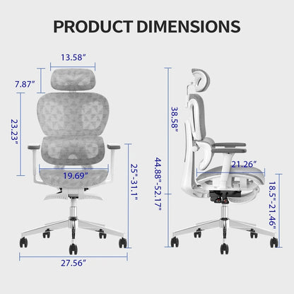 Ergo3D Ergonomic Office Chair – High Back Mesh Desk Chair with 3D Adjustable Armrests, Wheels, for Home and Office (Black)